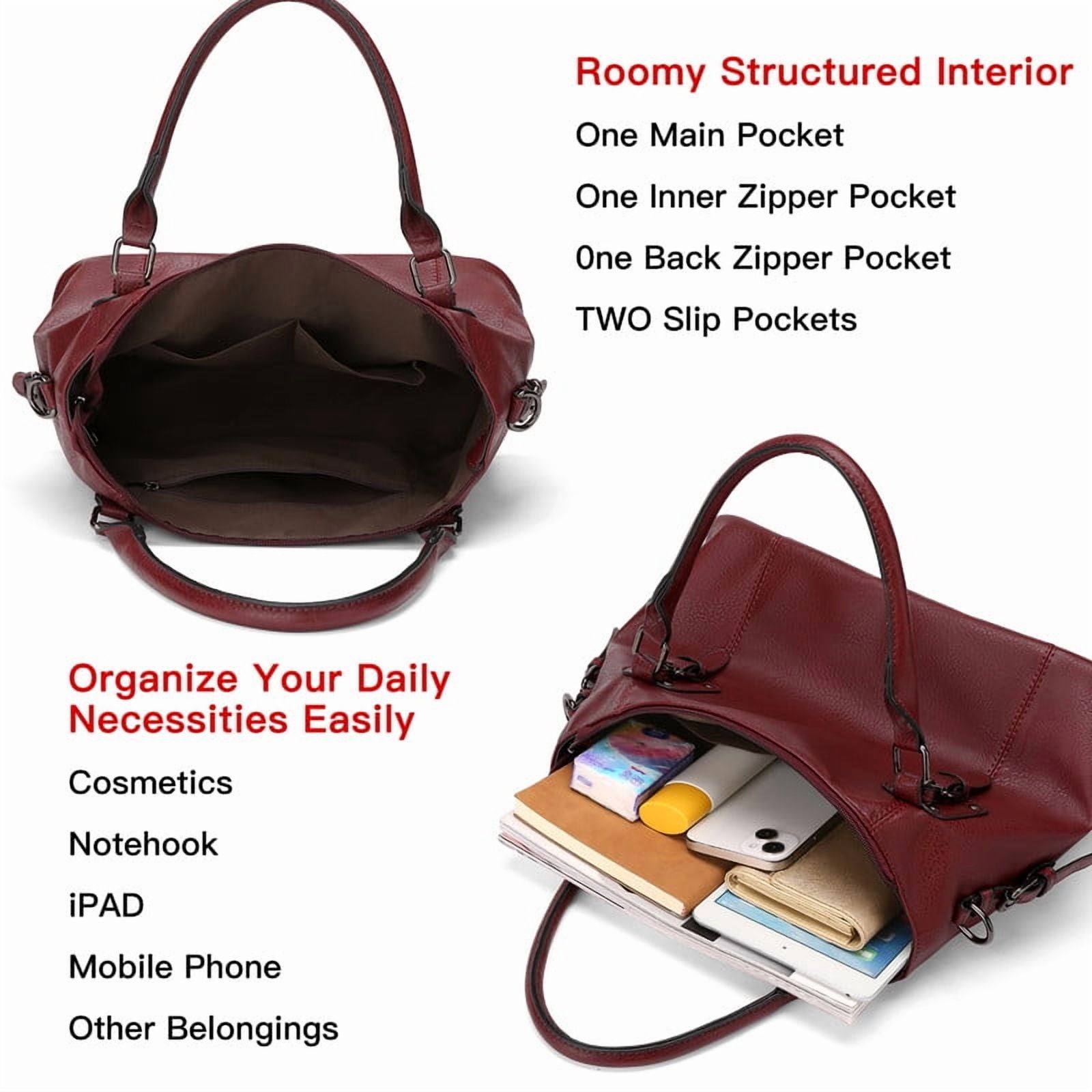 GAEKEAO Satchel Handbag for Women with Shoulder Strap Medium Top Handle Purse Crossbody Bag Soft Leather Work Tote