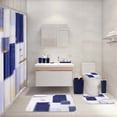 thumbnail image 6 of Bathroom Set - Navy Blue and Gold Bathroom Accessories Set, Bathroom Sets with Shower Curtain and Rugs, Blue Shower Curtain Set with Bathroom Trash Can, Soap Dispenser,Soap Dish for Home Decor, 6 of 6