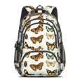 thumbnail image 2 of Beige Butterfly Moth Pattern Cute School Backpack Bag with Padded Back and Adjustable Shoulder Straps 16.9 X 12.6 X 5.9 Inches, 2 of 5