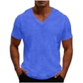 thumbnail image 2 of Antinious Men Solid Short Sleeve V-Neck Summer Plus Size Soft Textured Sleep Shirts, 2 of 5