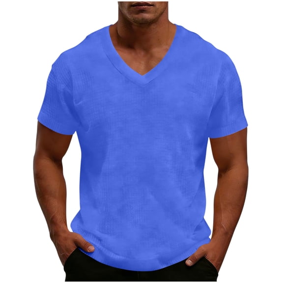 Gytharion Mens Shirts Short Sleeve T Shirt for Men V-Neck Casual Solid Basic Workout Shirts for Big And Tall Mens