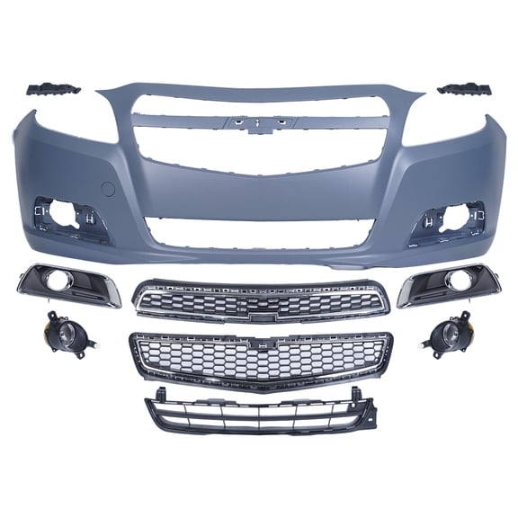 Fit For 2013 Chevy Malibu Front Bumper Cover Grille Assembly Kit with Fog Lights