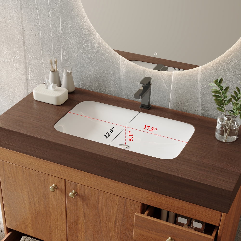 FFZ 36" Freestanding Bathroom Vanity with Faux Marble Top, Ceramic Sink, 5 Drawers & Stainless Steel Legs,4 Colors for Bathromm and Living Room