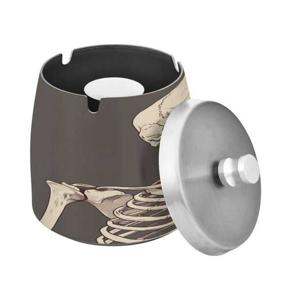 ALAZA Cigar Ashtray with Lid Human Skeleton Ash Tray for Cigarettes Smokeless Ashtrays