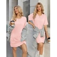 thumbnail image 5 of Ekouaer Cotton Nightgowns for Women Short Sleeve Sleep Shirts Crew Neck Night Dress Nightshirt with Pockets, 5 of 6