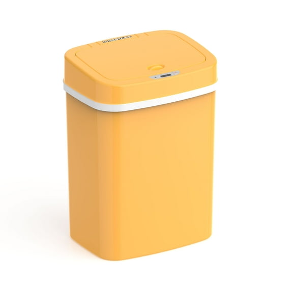 Nine Stars Automatic Bathroom Trash Can, 3 Gallon Plastic Motion Sensor Garbage Bin with Soft Close Lid, Yellow