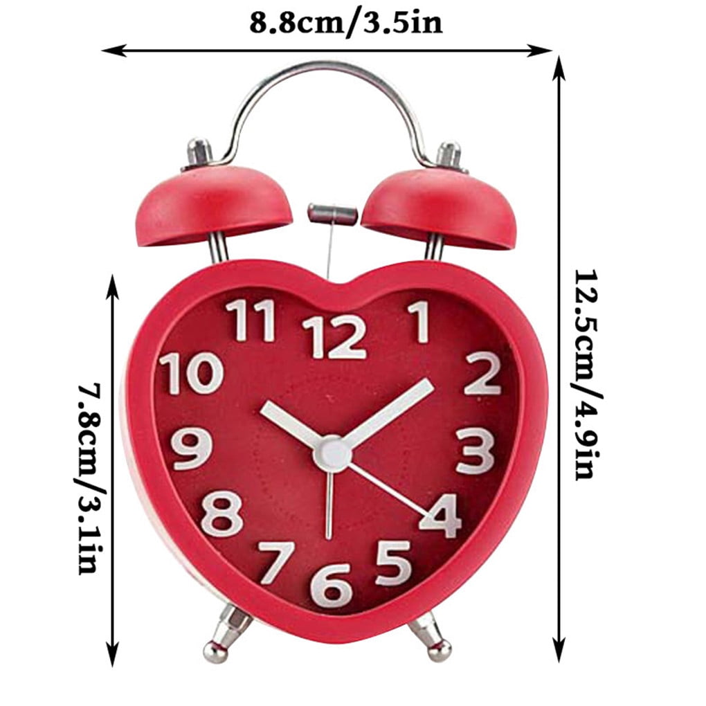 Heart Shaped Bedroom Alarm Clock Mini Alarm Diamond Encrusted Love Morning Ding 