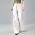 thumbnail image 2 of Ashirexll Wide Leg Pants Woman, Summer Pants for Women, Fashion Solid Color Loose High Waist Wide Leg Straight Cylinder Pull Rope Trousers, 2 of 5