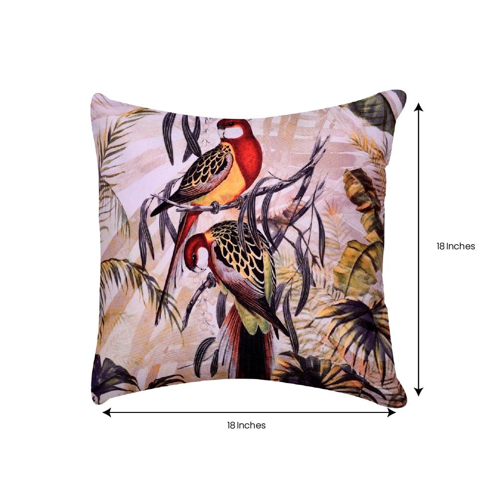 Throw Pillow Covers - Set of 4 Decorative Birds Printed Design Cushion Case for Home Decor Sofa Couch Chair Bed Patio Living Room Bedroom Car Office - 18x18 Inches