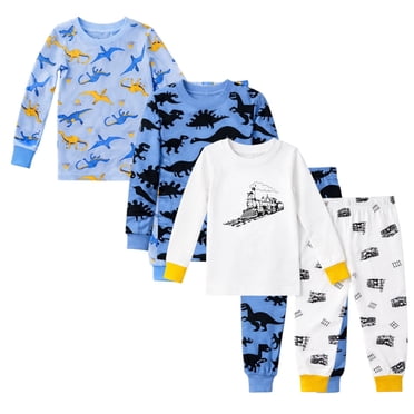 Kids Child Toddler Boy Pajamas Pj Set Long Sleeve Snug Fit Soft & Cozy Sleepwear & Loungewear 3-Pack Size 2Y to 10Y
