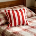 thumbnail image 3 of 2026 New 18x18 Inch Red and White Striped Throw Pillow with Scalloped Edges, Patriotic Decorative Cushion for 4th of July, Americana Style Accent Pillow for Sofa and Bed, 3 of 6