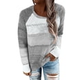 thumbnail image 1 of FASHIONWT Women Fall Round Neck Long Sleeve Pullover Matching Color Jumper Sweater, 1 of 4