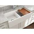 thumbnail image 4 of BOCCHI Contempo Apron Front Step Rim Fireclay 36 in. Double Bowl Kitchen Sink with Protective Bottom Grid and Strainer in White, 4 of 6
