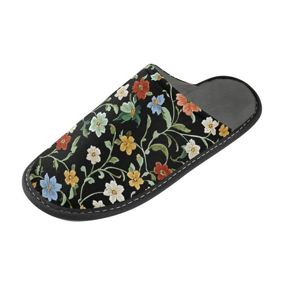 IAUYY Memory Foam House Slippers Suitable for Both Men and Women. Comfortable, Anti-Slip Plush Flat-Bottomed Slippers The Best Holiday Gift Coarse Lined Flower