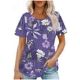 thumbnail image 2 of Giftesty Blouses for Women Dressy Casual Fashionable Women's Casual Short Sleeved Loose Round Neck Printed Top, 2 of 5
