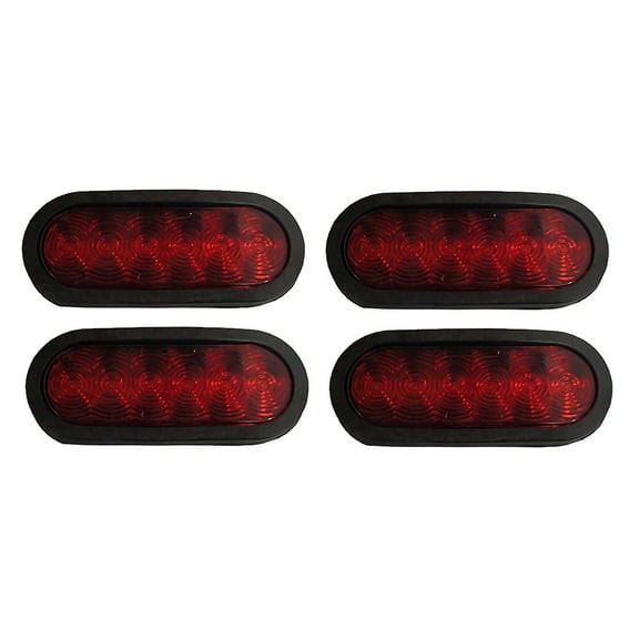 RAParts Set of (4) Trailer Truck LED Sealed RED 6" Oval Tail Lights