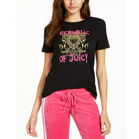 Juicy Couture Women's Cotton Graphic T-Shirt Black Size Small