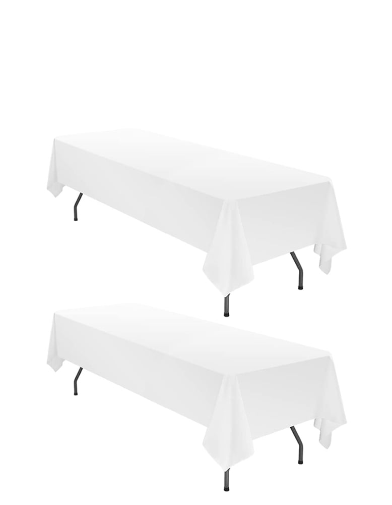 Pesonlook 2 Pack White Polyester Tablecloth for 6ft Rectangle Tables 60 x 126 Inch Rectangular
