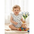 thumbnail image 3 of Happy Town Baby Girl Summer Clothes Infant Sleeveless Cotton Romper with Soft Bib Toddler Ruffled Jumpsuit Bodysuit, 3 of 8