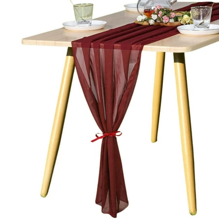 

Famure Chiffon Table Runner - Sheer Table Runners - Romantic Tulle Table Cloth Wedding Party Bridal Shower Decorations 120 x 27.5in
