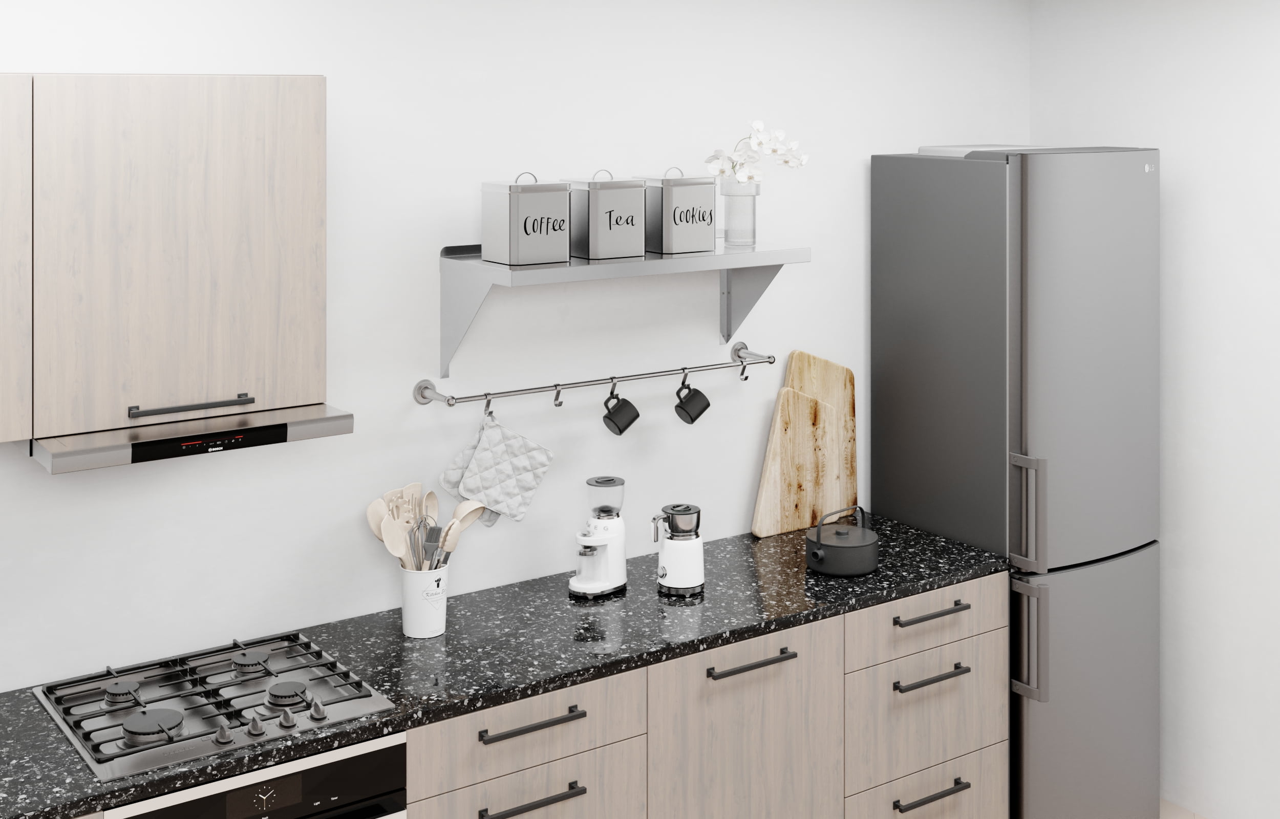AmGood 14" Width x 36" Length | Stainless Steel Wall Shelf | Square Edge | Metal Shelving | Heavy Duty | Commercial Grade | Wall Mount | NSF Certified