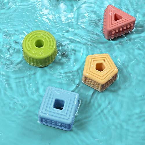 TUMAMA 18 Pcs Soft Building Shapes Block String Lacing Beads for Toddlers Boys Girls Throwing Game Montessori Sort and Stacking Baby Toys Gift Sets for Kids 