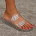 thumbnail image 4 of Sandalias tipo slide impermeables ajustables para mujer CUSHIONAIRE, transparentes, 4 of 9
