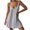 Gray, variant on qolati Summer Dresses for Women Boho Solid Color V Neck Spaghetti Strap Mini Dress Casual Loose Ruffle Hem Flowy Beach Dress