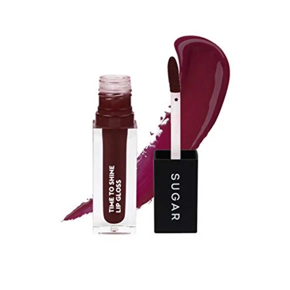 SUGAR Cosmetics Time To Shine Lip Gloss - 07 Berry Cooper (Mulberry ; Plum Red; Sangria) Non-Sticky Formula , Jojoba Oil Infused