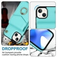 thumbnail image 4 of Elehold for iPhone 14 Case Wallet RFID Blocking Organ Card Holder, PU Leather Purse Wrist Lanyard Strap Phone Case with Ring Stand for iPhone 14 2022, Mint, 4 of 9