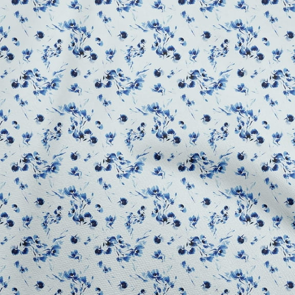 oneOone Polyester Spandex Light Blue2 Fabric Abstract Floral Sewing Fabric By The Yard Printed Diy Clothing Sewing Supplies 56 Inch Wide