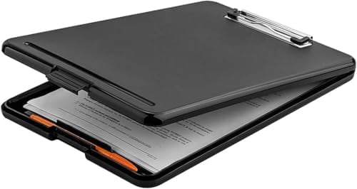 Tekola Plastic A4 Form Storage Box Case, Clipboard Case, Bulk clipboard Set Suitable for School, Utility, Industrial Office, Medical Personnel, Black, 12 Pack