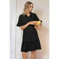 thumbnail image 5 of Women'S Summer Button Down Shirt Dress Casual Ruffle Sleeve Shift Mini Dresses with Pockets Black L, 5 of 6