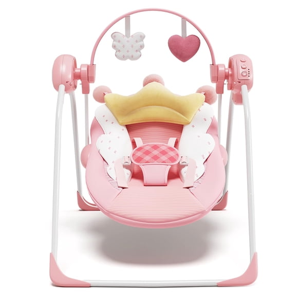 Columpio para bebé Monniebaby portátil con música, 9 kg, rosa