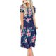 thumbnail image 1 of DB MOON - Vestidos de verano para mujer, talla grande, cuello en V, manga corta, hasta la rodilla, con bolsillos, talla XL, Azul Marino (Flower Navy Blue), X-Large, 1 of 6