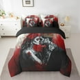 thumbnail image 2 of 3D Couple Skull Bedding Set Twin Size,Romantic Gothic Lover Comforter Set,Valentine'S Day (Comforter+Fitted+Flat Sheet+2 Pillowcases+2 Throw Pillow Covers) 7 Pieces Blood Print Bed Set, 2 of 5