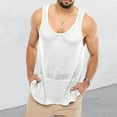 thumbnail image 5 of Nnhblu Mens Tank Top Undershirt Round Neck Sleeveless Hollow Out Casual Shirt Men Summer White L, 5 of 6
