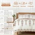 thumbnail image 6 of Vintage Southwest Duvet Cover Set Queen Size, Brown Boho Geometric Tribal Style 4 Piece Soft Microfiber Bedding Set with 1 Duvet Cover, 1 Flat Sheet, 2 Pillowcases, 6 of 9