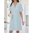 thumbnail image 2 of Avidlove Button Down Nightgowns for Women Short Sleeve Sleep Shirts Notch Collar Pajamas Dress Soft Sleepwear, 2 of 7