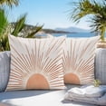 thumbnail image 3 of Throw Pillow Covers 24x24 Inch Set of 2, Orange Sunshine Waterproof Outdoor Pillow Covers, Lines Retro Abstract Middle Century Decorative Cushion Pillowcases for Couch, Sofa, Bed, Garden, Patio, 3 of 9