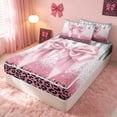 thumbnail image 3 of Homewish Pink Bowknot Zipper Twin Comforter Sets with Fitted Sheet and 2 Pillowcases for Princess Girls, Glitter Cheetah Print Zipper Bedding Set, 3 of 7