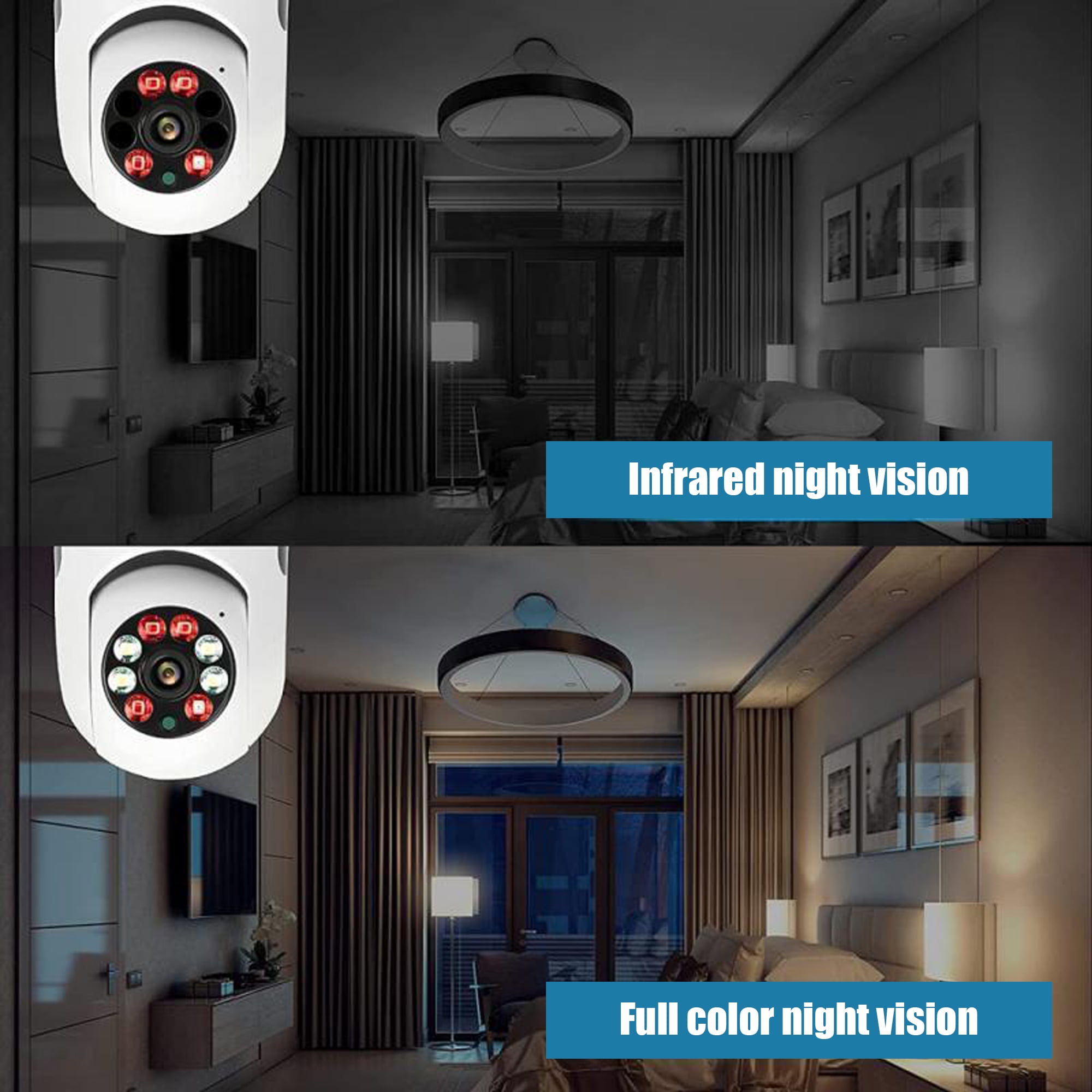 BCOOSS Security Camera Wireless WIFI Light Bulb for Home Outdoor with Night Vision 1080 HD 2 Pack