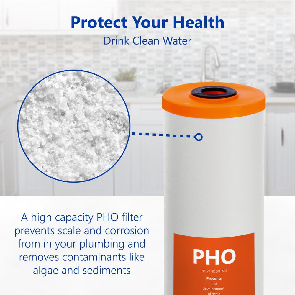 Express Water – Polyphosphate Replacement Filter – PHO Large Capacity Water Conditioner Cartridge – Whole House Anti Scale Filtration – 4.5” x 20” inch