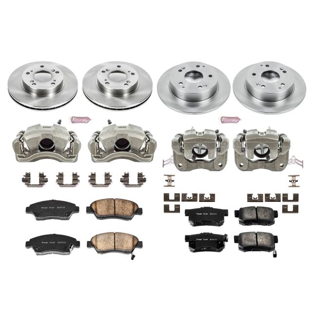 PowerStop Front and Rear Stock Replacement Brake Pad and Rotor Kit with Calipers Fits: ACURA HONDA Select Models KCOE2387