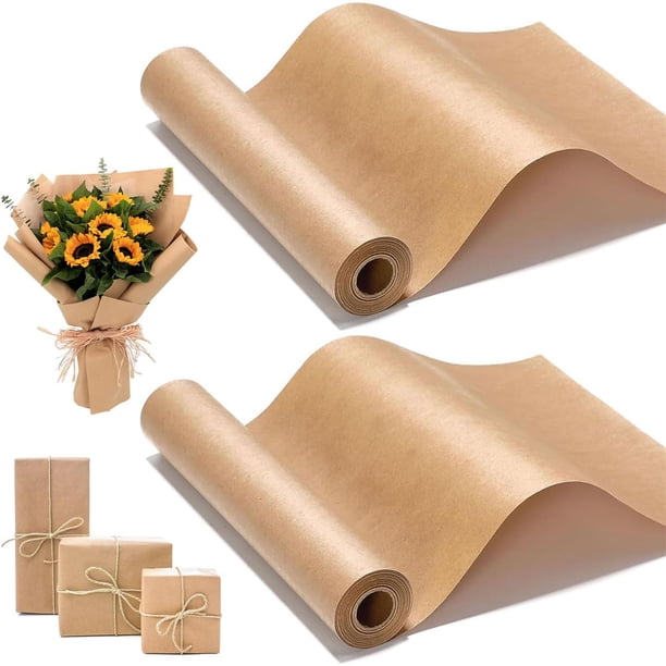 2PCS Rollo de Papel Kraft,30CMx3000CM Papel Kraft,Ecológico y Biodegradable,Ideal para Embalaje de Regalos,Papel para Tablones de Anuncios,Artículos de Manualidades y Embalaje de Ramos (Marrón)