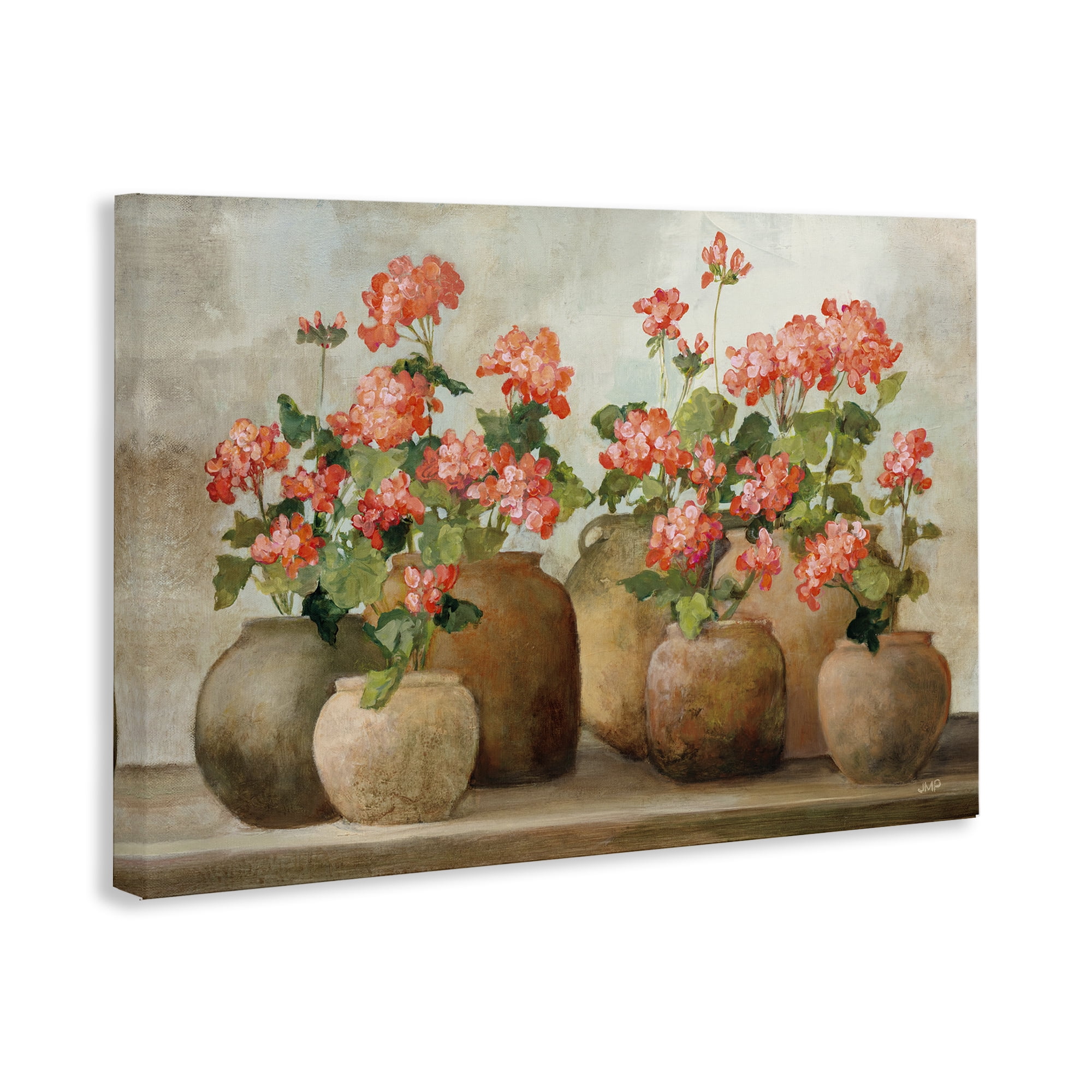 Stupell Industries Pink Cottage Geraniums Botanical & Floral Painting Gallery Wrapped Canvas Art Print Wall Art, 36 x 24