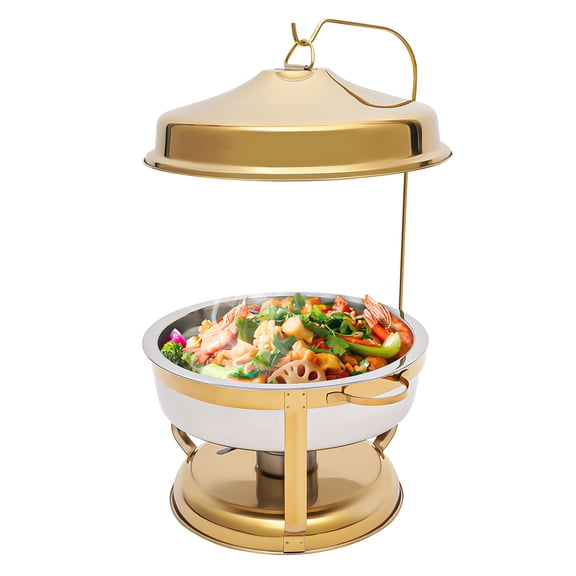 Round Chafing Dish,9L/9.5Qt Stainless Steel Buffet Chafer with Water Pan,Buffet Chafing Food Warmer,for Catering, Family Gathering,Wedding,Events