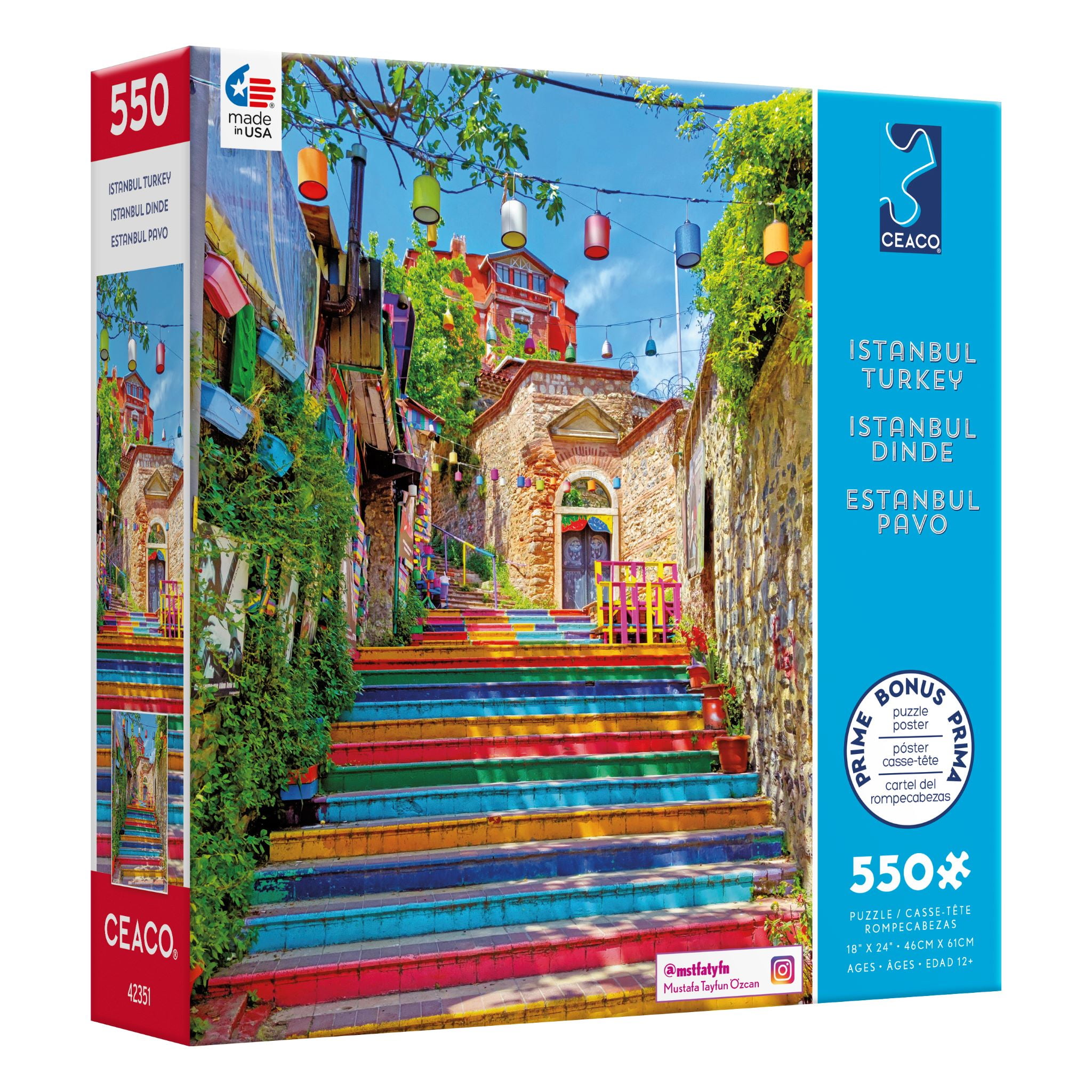 Ceaco Portofino Italy Jigsaw Puzzle - 550 Piece Travel-Themed Puzzle With Bonus Poster, 19x19 Inches