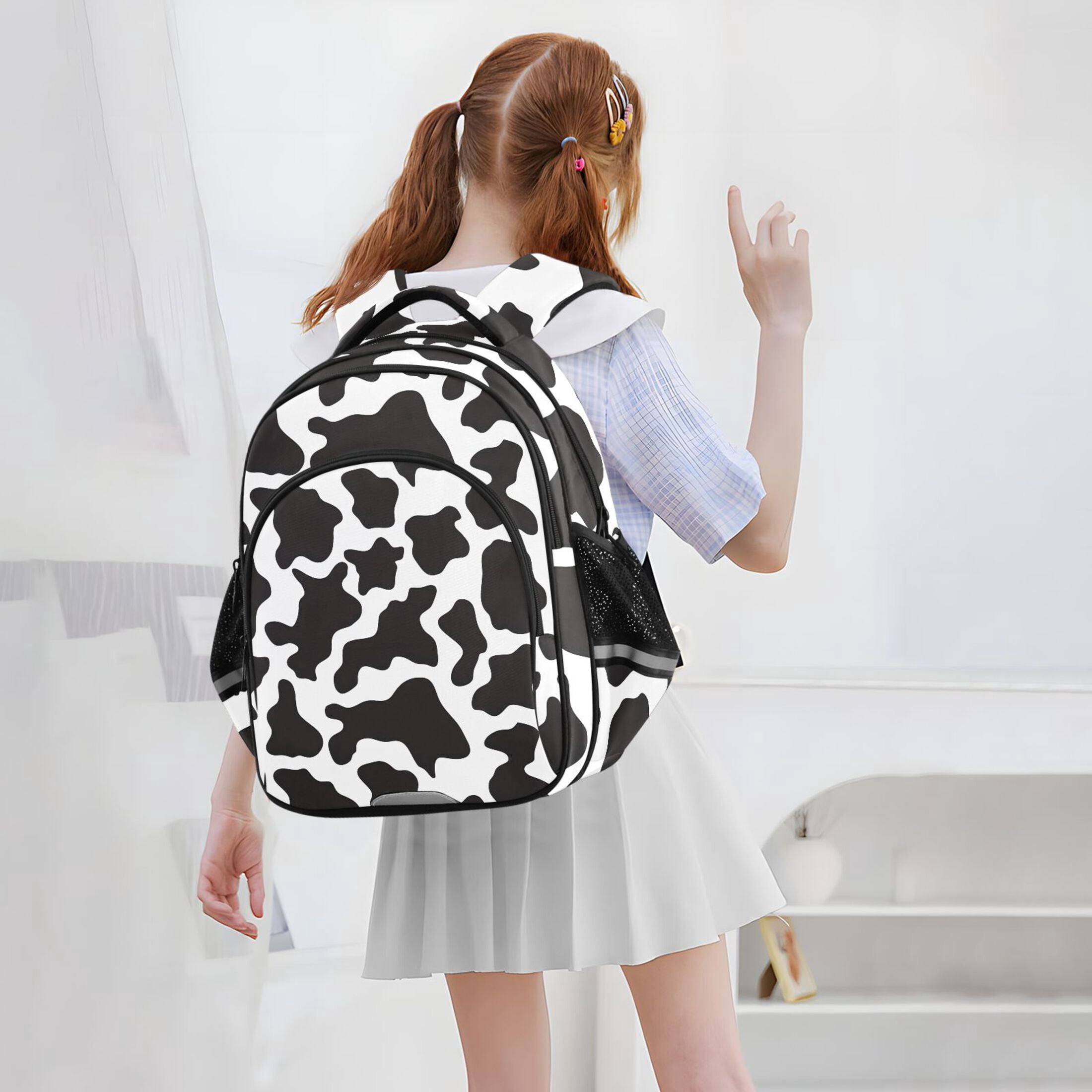 ALAZA Cow Print School Backpack Elementary Bag Bookbag Travel Rucksack