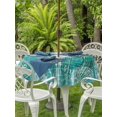 thumbnail image 3 of Outdoor Tablecloth with Umbrella Hole for Patio/Picnic/Party/Camping, Summer Coastal Waterproof Table Cloth Round Cover Washable, Ocean Compass Starfish Shell Conch Blue Green (Dia 60"), 3 of 8